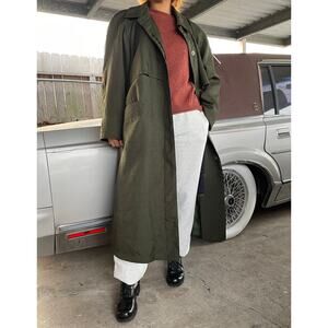 🔥Vintage Charles Klein Green Military Trench Coat Aztec Wool Warmer Lined 6P